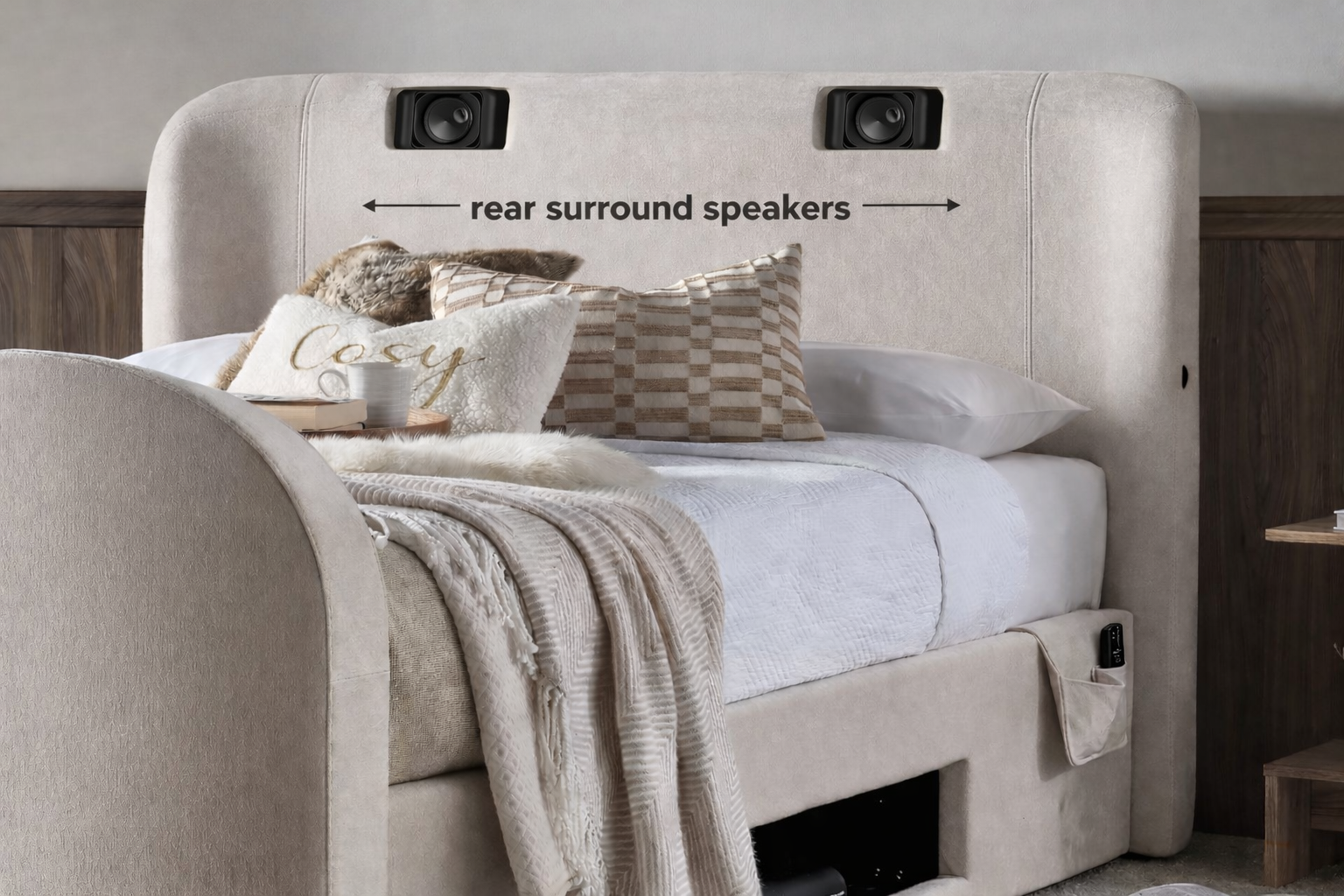 Monarch True Sound 5.1 Ottoman TV Bed in Soft Cream