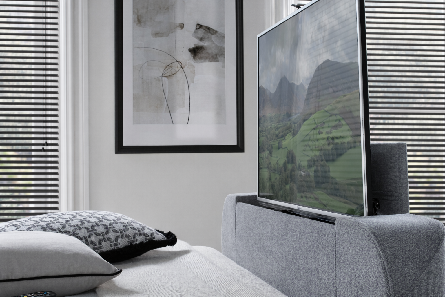 Atom II Ottoman Storage TV Bed in Luxury Grey