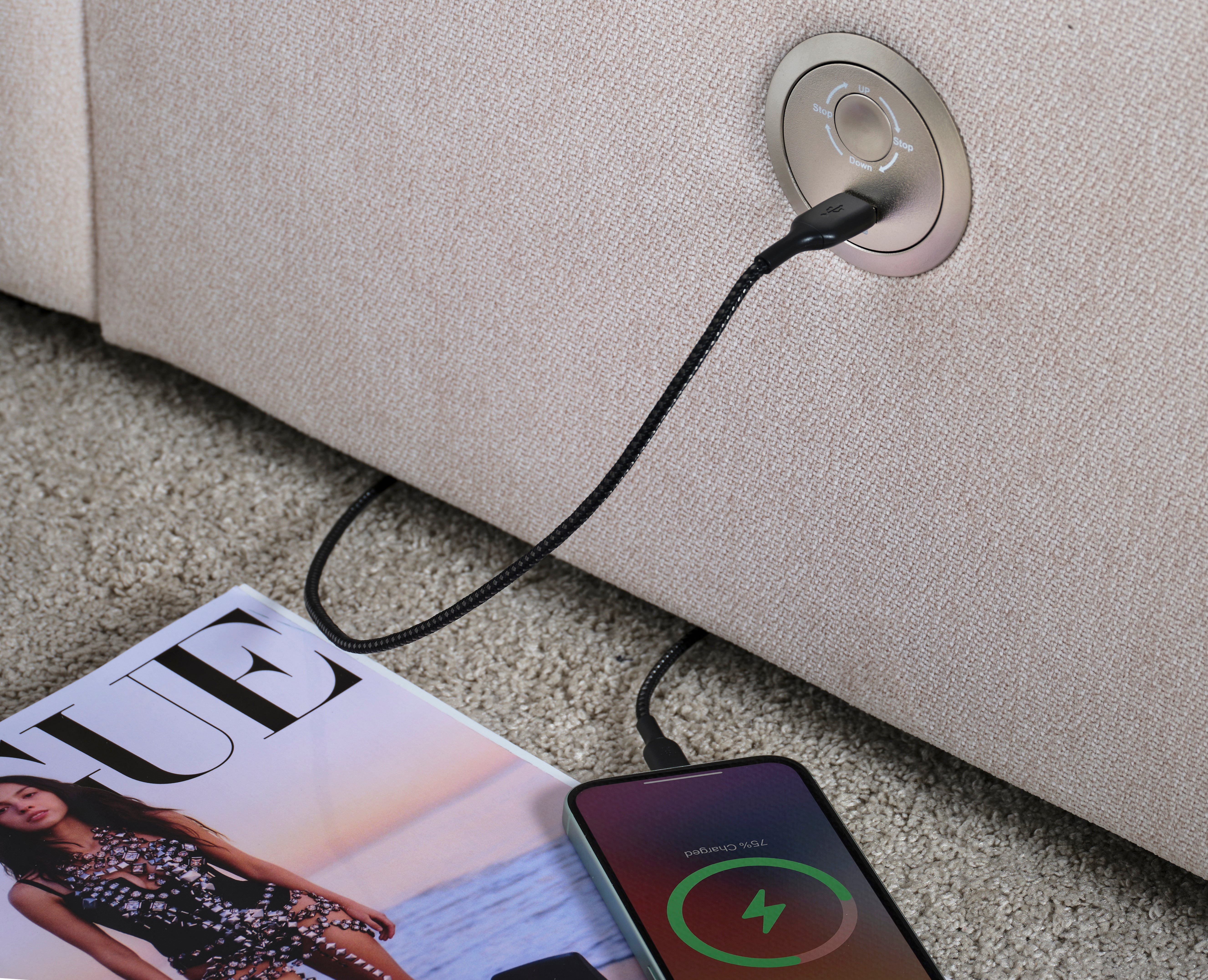 Arla Ottoman Single TV Bed in Luxury Cream