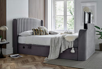 Essence Ottoman Storage TV Bed in Grey Velvet