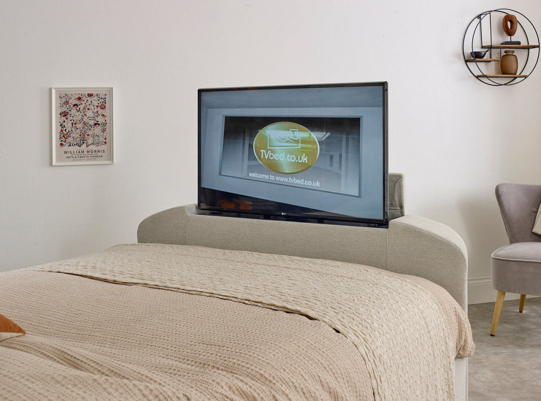 Sigma Ottoman TV Bed in Pebble Stone Fabric