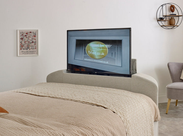 Sigma Ottoman TV Bed in Pebble Stone Fabric