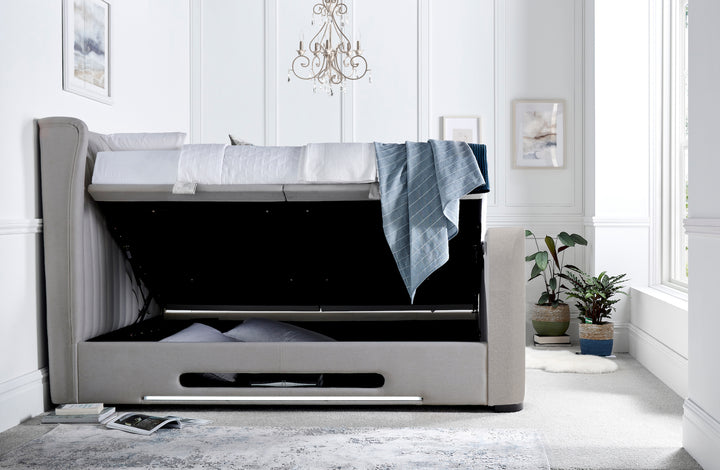 Vogue 4.1+ Surround Sound Dusk Fabric Ottoman TV Bed