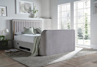 Lumas Ottoman TV Bed with Surround LED in Plush Grey