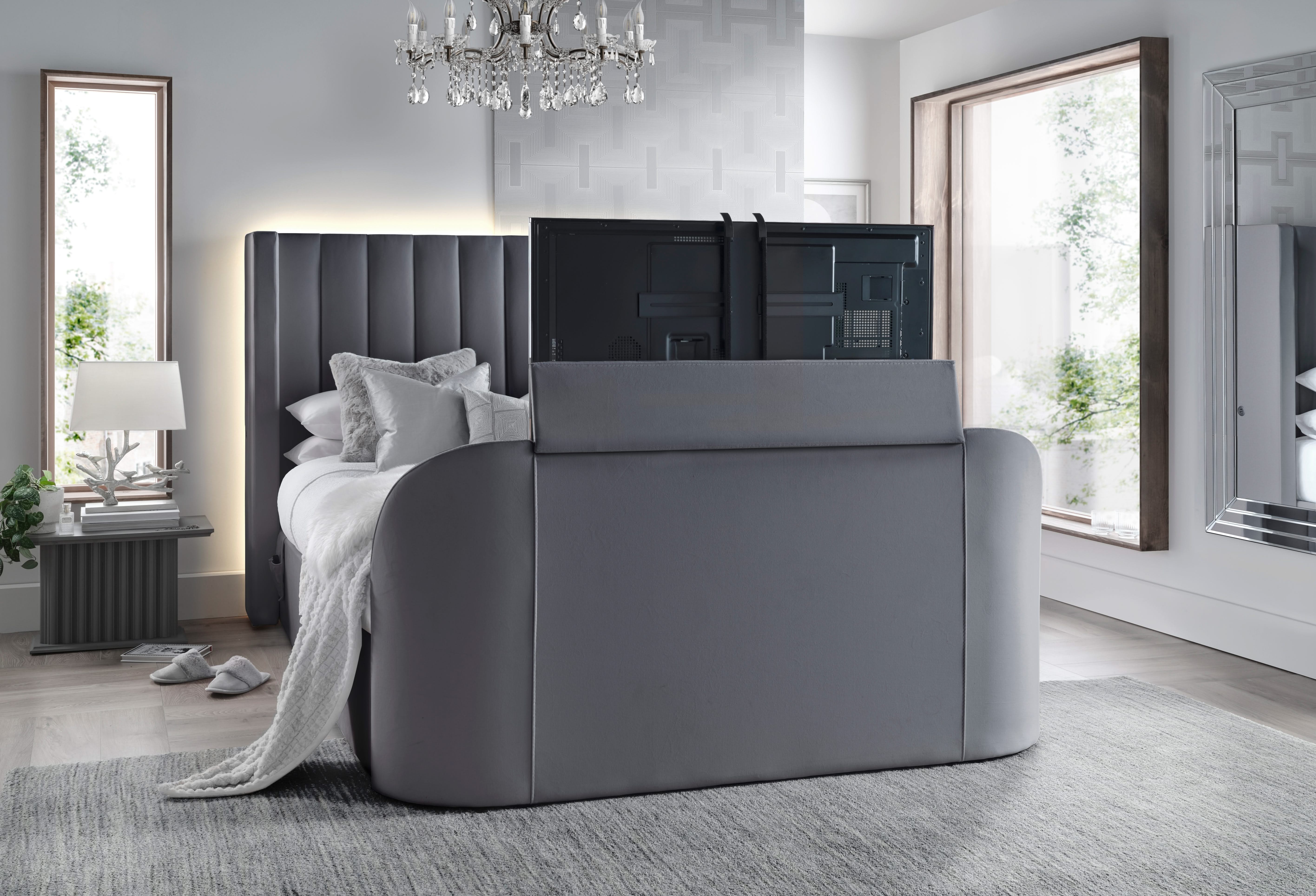 Astra Ottoman TV Bed in Grey Velvet