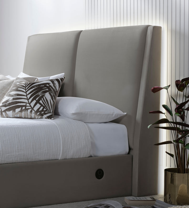 Vega Ottoman TV Bed in Luxury Grey Faux Suede with USB & £500 OFF!