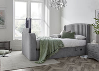 Essence Ottoman Storage TV Bed in Grey Fabric