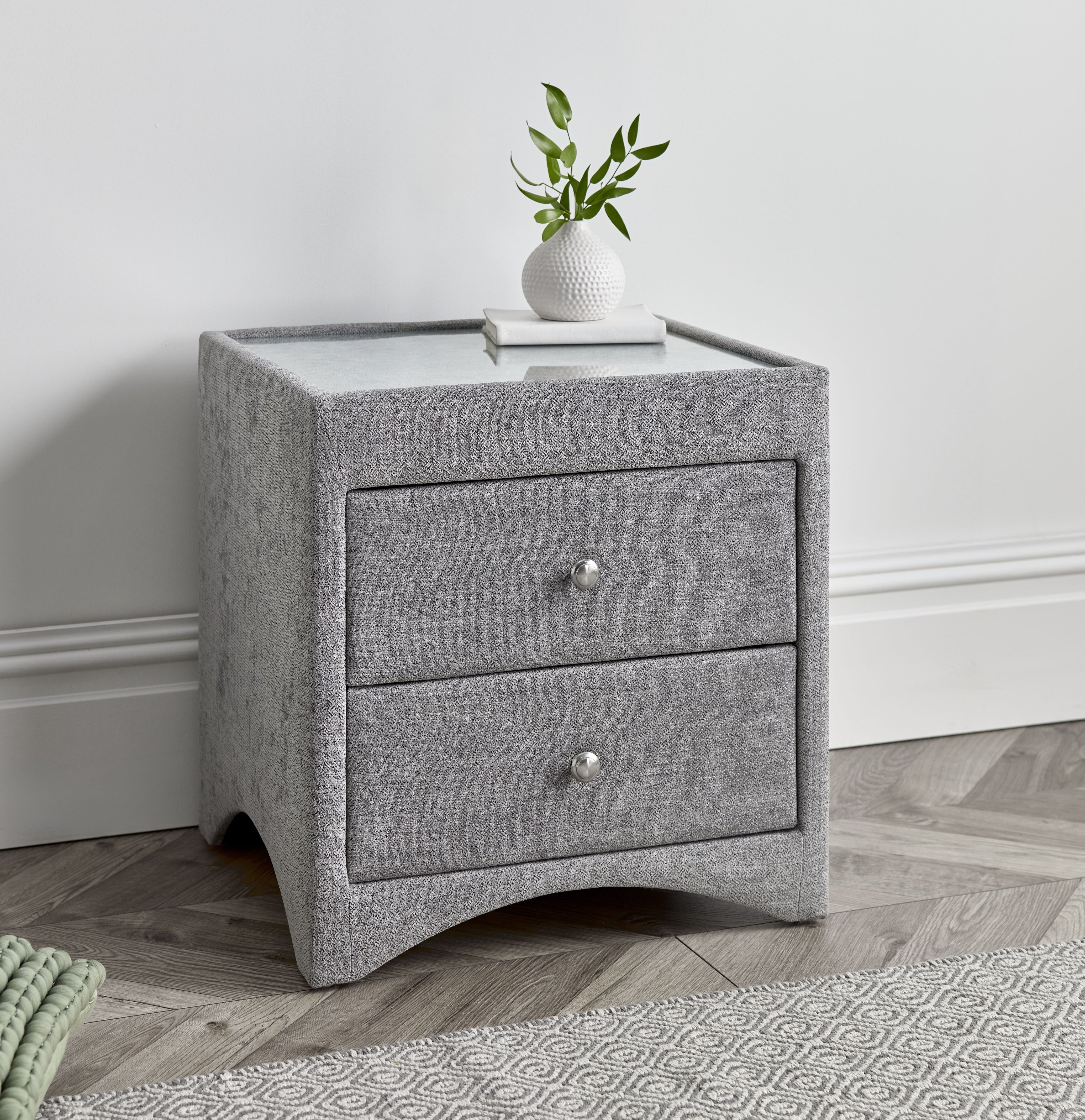 Grey fabric nightstand discount