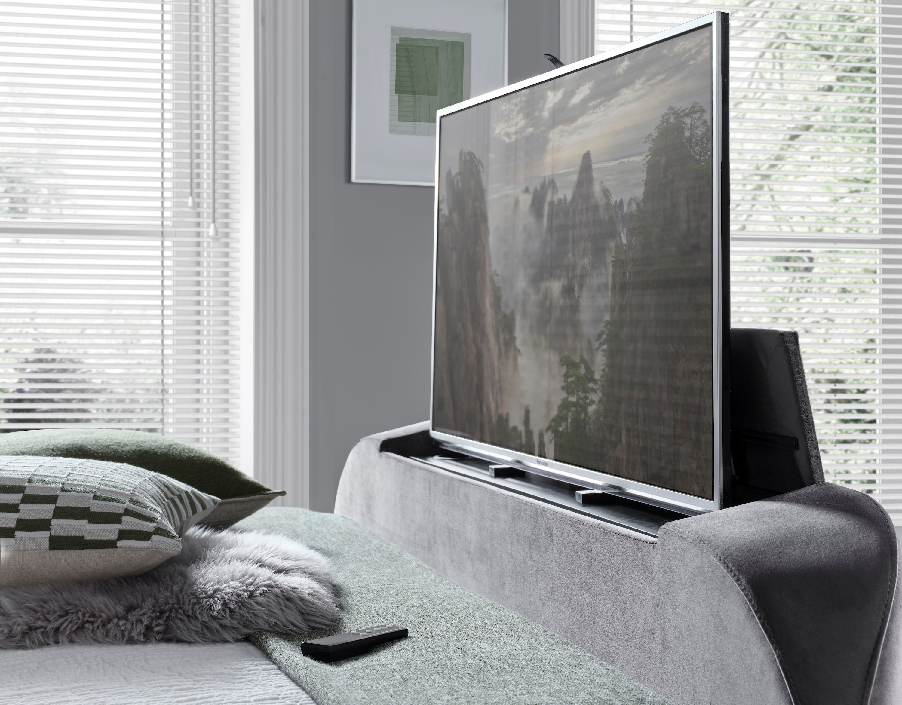 Salisbury Ottoman TV Bed in Grey Velvet