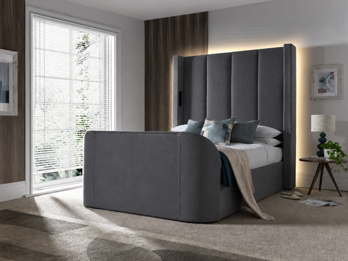 Hampton TrueSound® 5.1 Grey Velvet Ottoman TV Bed