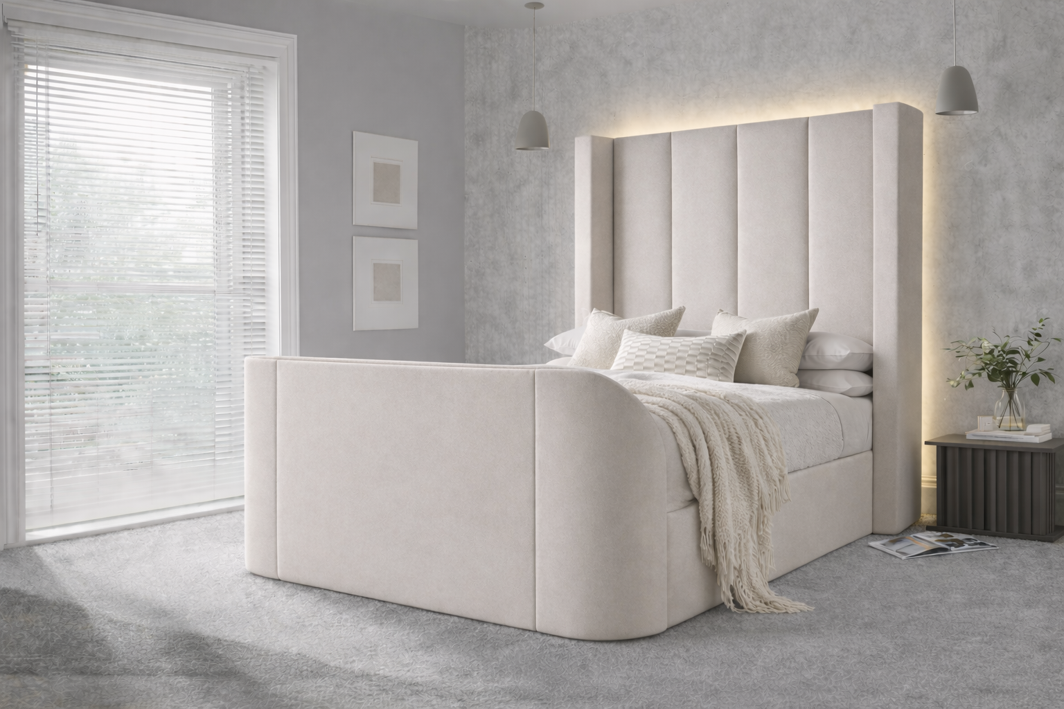 Hampton True Sound 5.1 Soft Cream Ottoman TV Bed