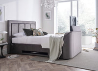 Harlem Grey Velvet Ottoman TV Bed