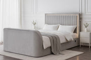 Lumas Ottoman TV Bed with Surround LED in Luxury Grey