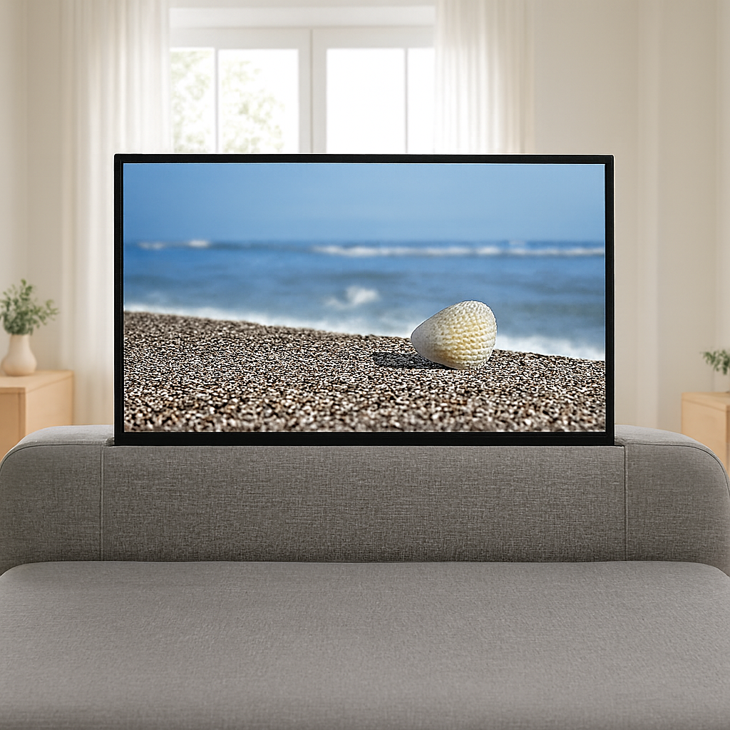 Lumas Ottoman TV Bed with Surround LED in Luxury Grey