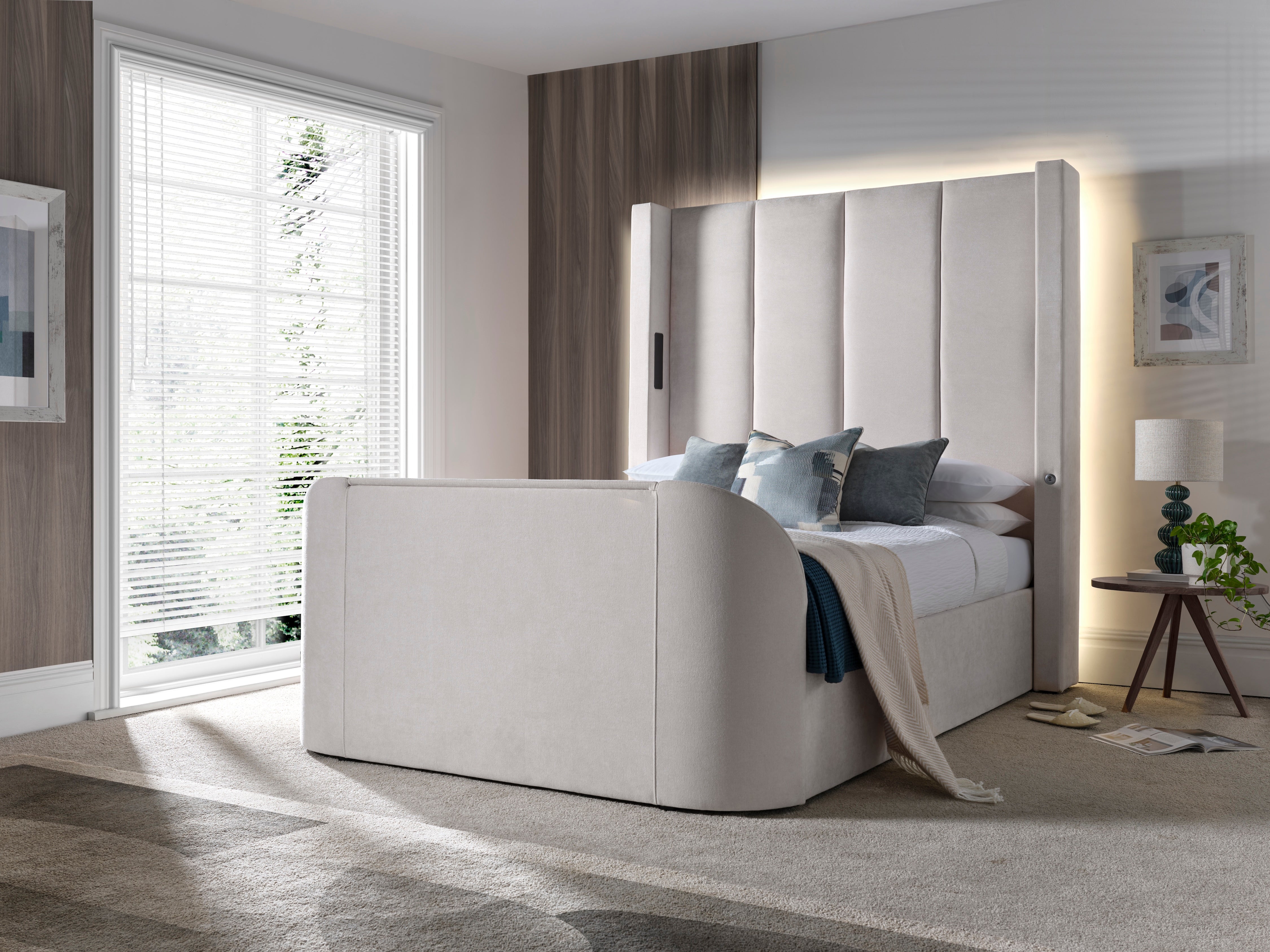 Hampton TrueSound® 5.1 Soft Cream Ottoman TV Bed