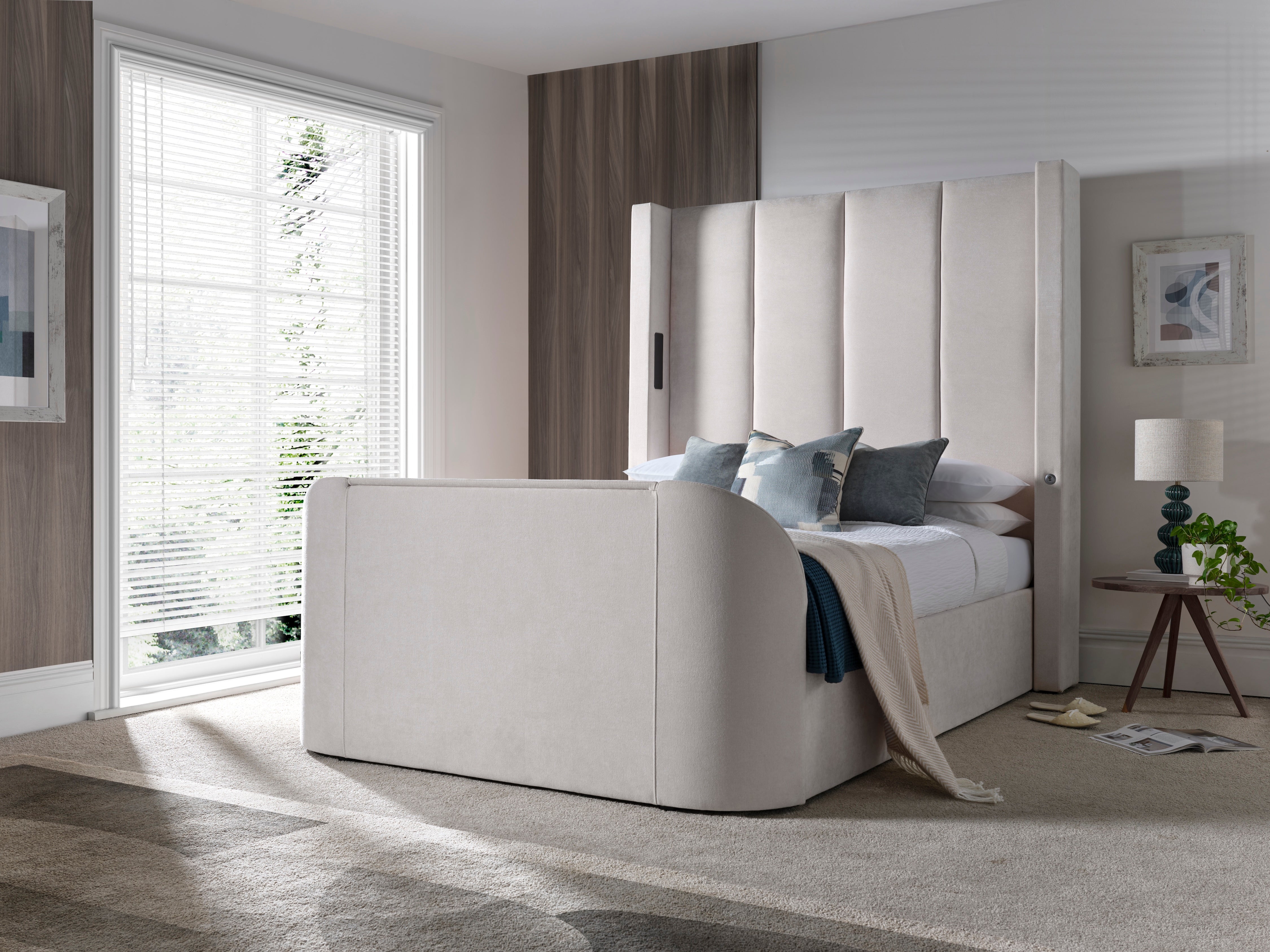 Hampton TrueSound® 5.1 Soft Cream Ottoman TV Bed