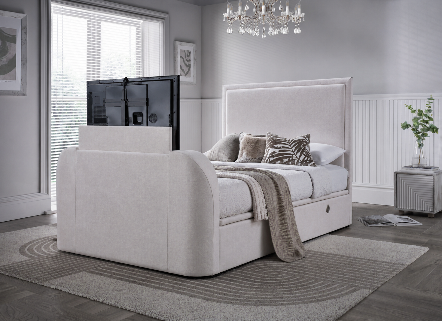Maddison Ottoman TV Bed in Luxury Cream