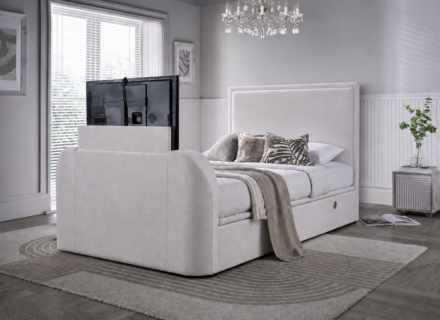 Maddison Ottoman TV Bed in Luxury Cream