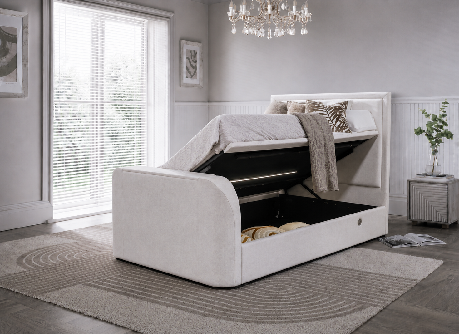Maddison Ottoman TV Bed in Luxury Cream