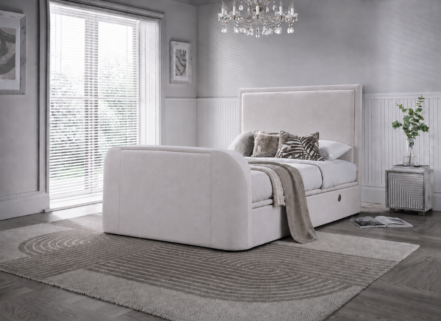 Maddison Ottoman TV Bed in Luxury Cream