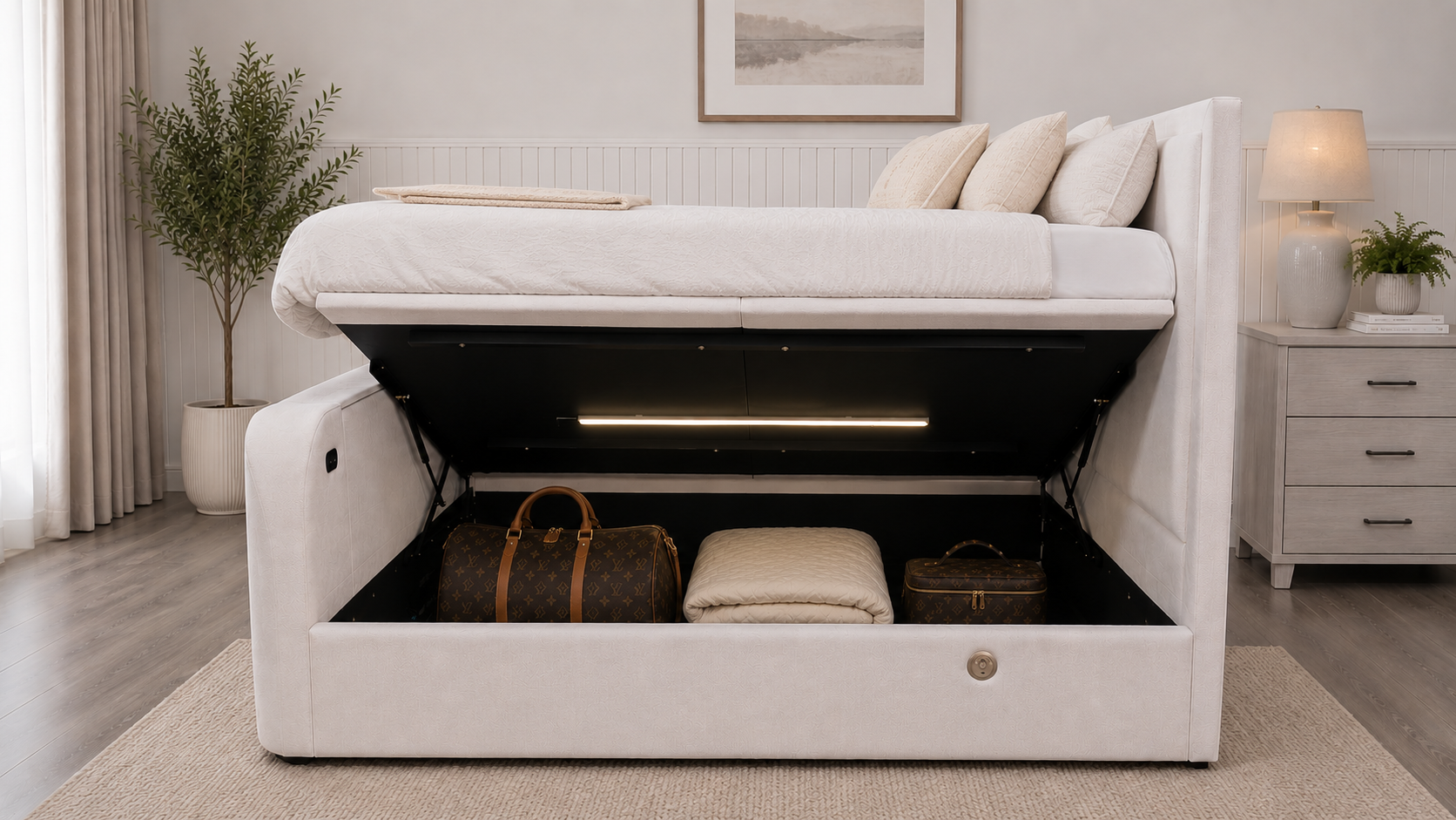 Maddison Ottoman TV Bed in Luxury Cream