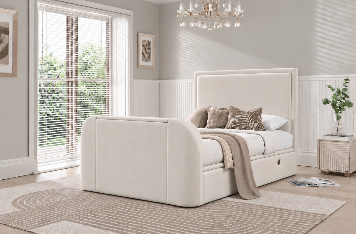 Maddison Ottoman TV Bed in Luxury Cream