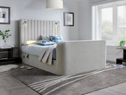 Luna Ottoman TV Bed with Adjustable Mood Lights in Plush Cream
