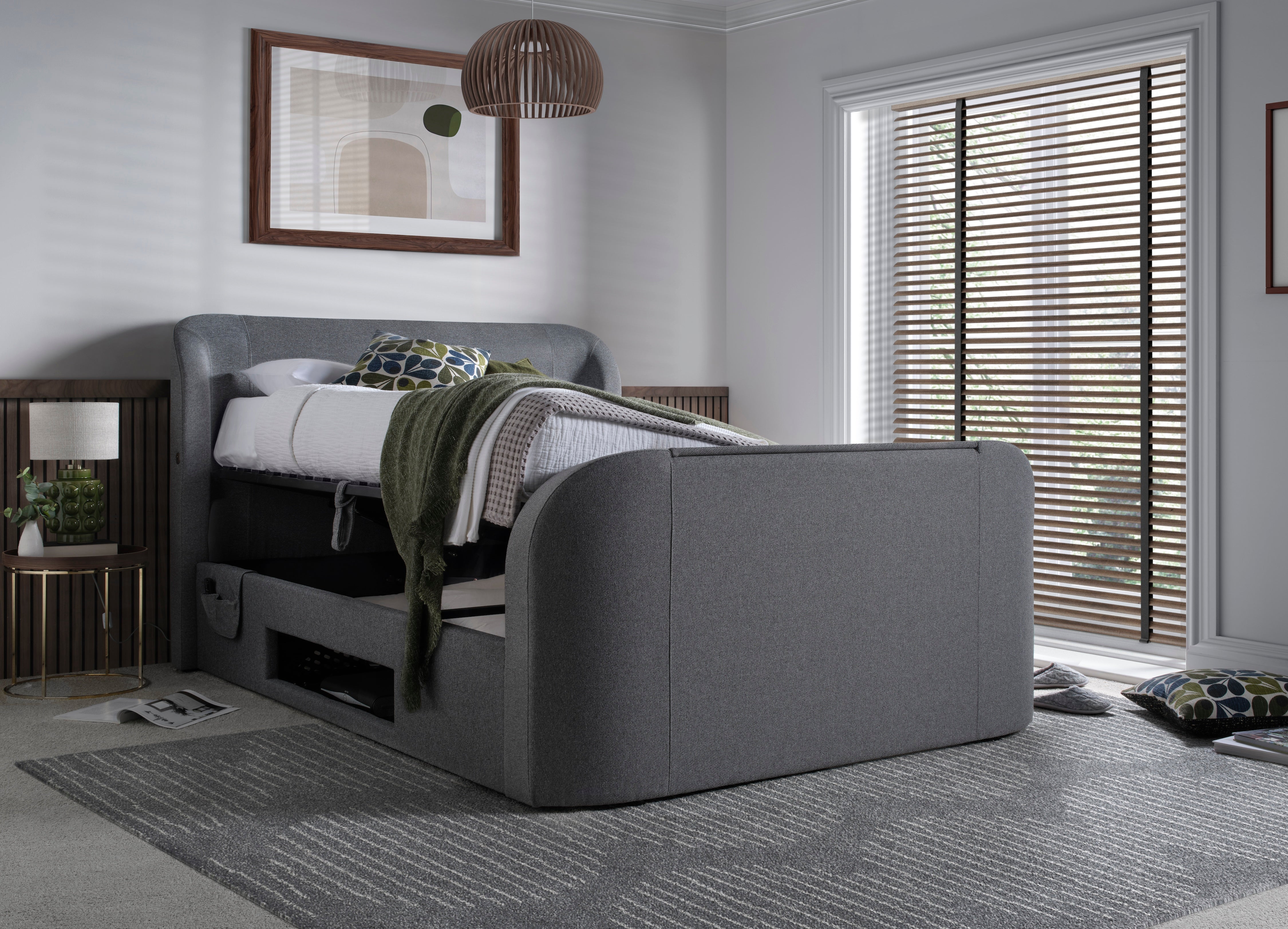 Monarch True Sound 5.1 Ottoman TV Bed in Smoke Grey