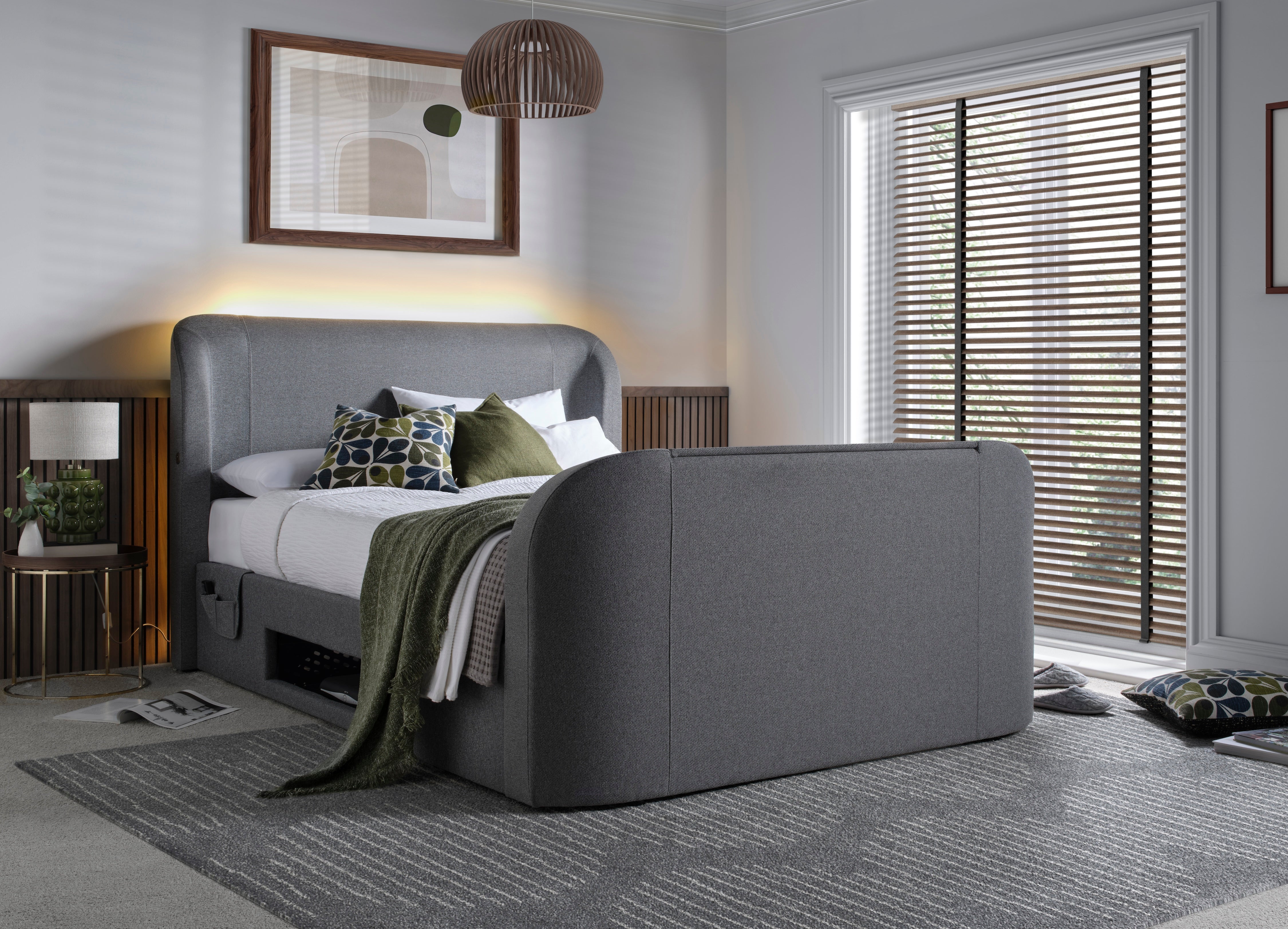 Monarch True Sound 5.1 Ottoman TV Bed in Smoke Grey