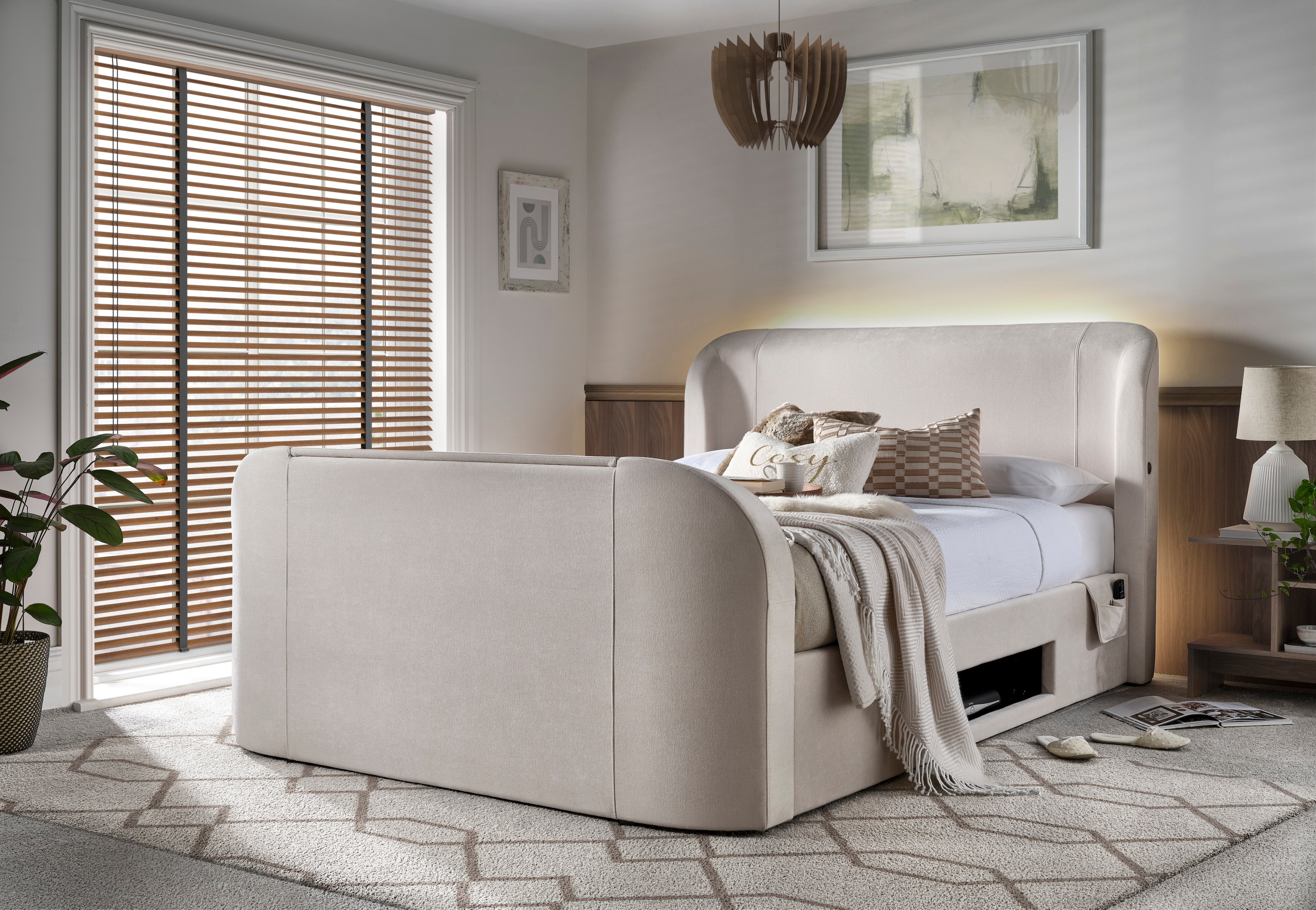 Monarch True Sound 5.1 Ottoman TV Bed in Soft Cream