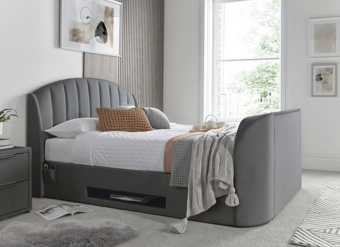 Pearl Ottoman TV Bed in Grey Velvet with £400.00 OFF!