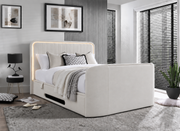 Savoy Ottoman TV Bed with Surround LED in Luxury Cream
