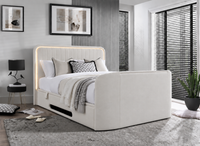 Savoy Ottoman TV Bed with Surround LED in Luxury Cream