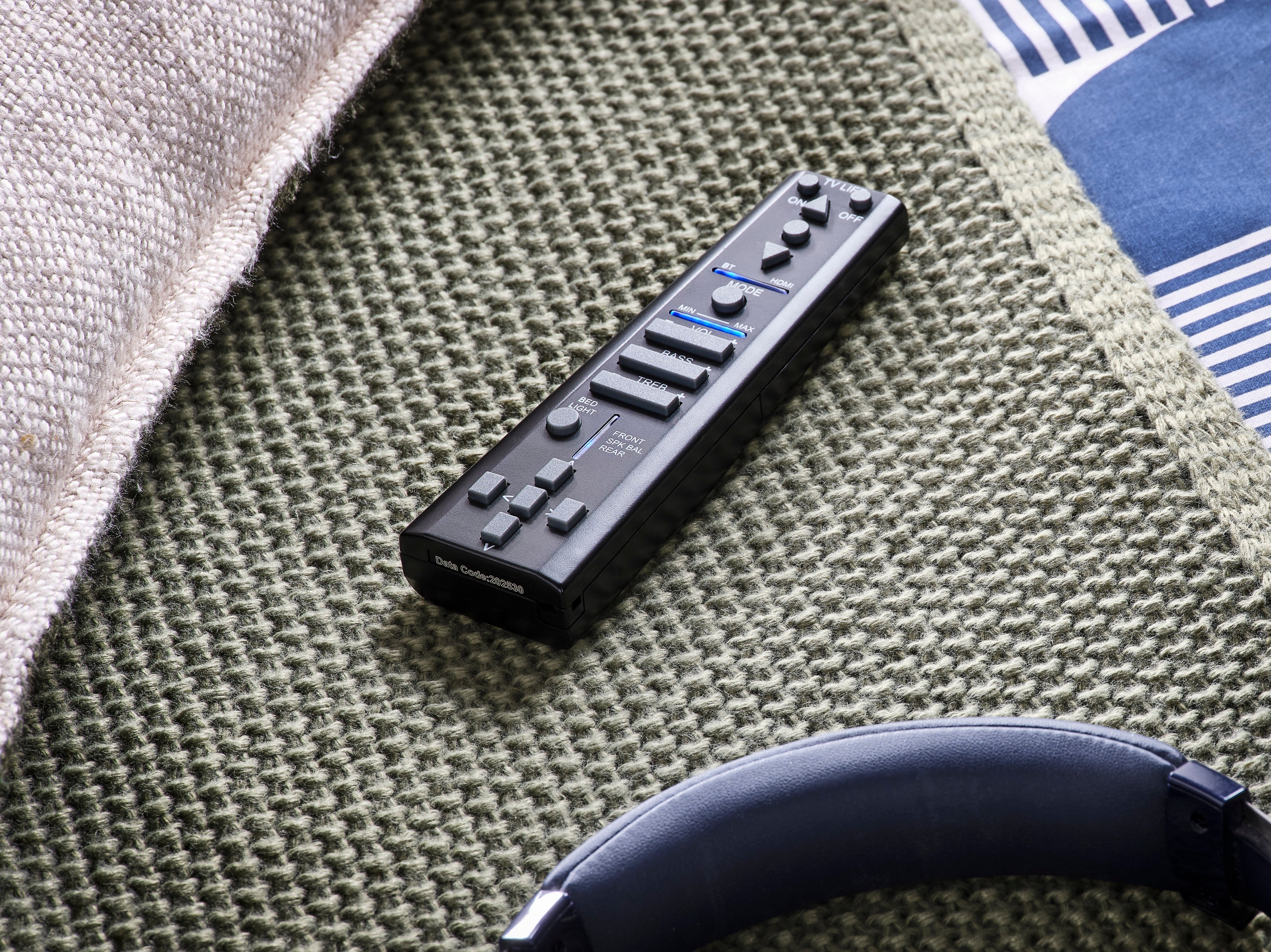 Merlin Gaming TV Bed - two tone Grey PU - 5.1 Surround - Ottoman Storage