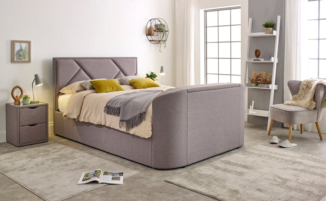 Sigma Ottoman TV Bed in Steel Grey in SUPERKING with 25% OFF (Discount applied at checkout)