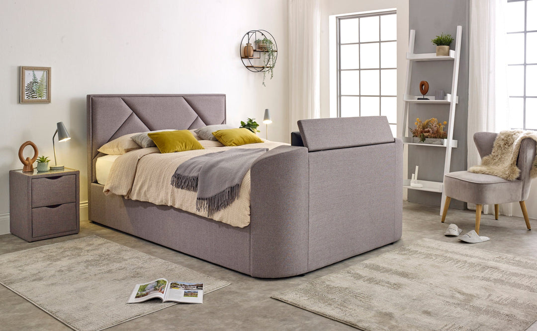 Sigma Ottoman TV Bed in Steel Grey in SUPERKING with 25% OFF (Discount applied at checkout)