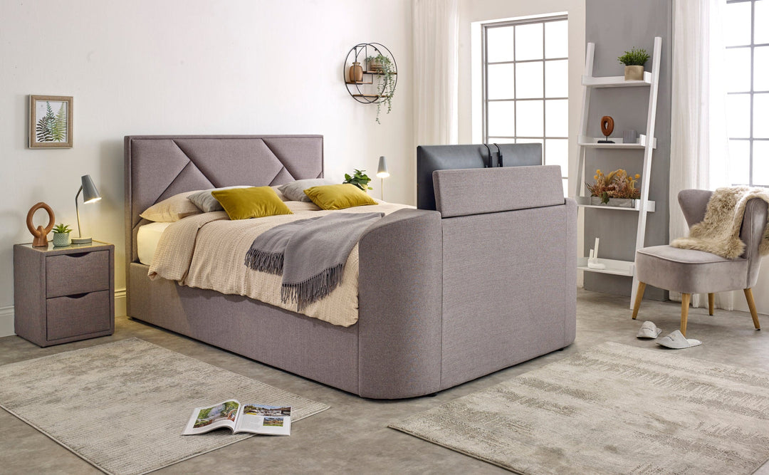Sigma Ottoman TV Bed in Steel Grey in SUPERKING with 25% OFF (Discount applied at checkout)