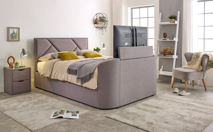 Sigma Ottoman TV Bed in Steel Grey in SUPERKING with 25% OFF (Discount applied at checkout)