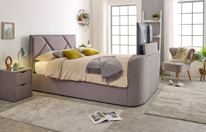 Sigma Ottoman TV Bed in Steel Grey in SUPERKING with 25% OFF (Discount applied at checkout)