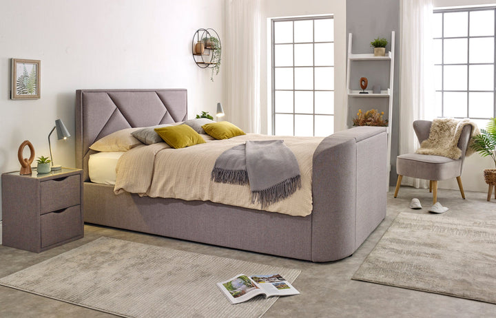Sigma Ottoman TV Bed in Steel Grey in SUPERKING with 25% OFF (Discount applied at checkout)