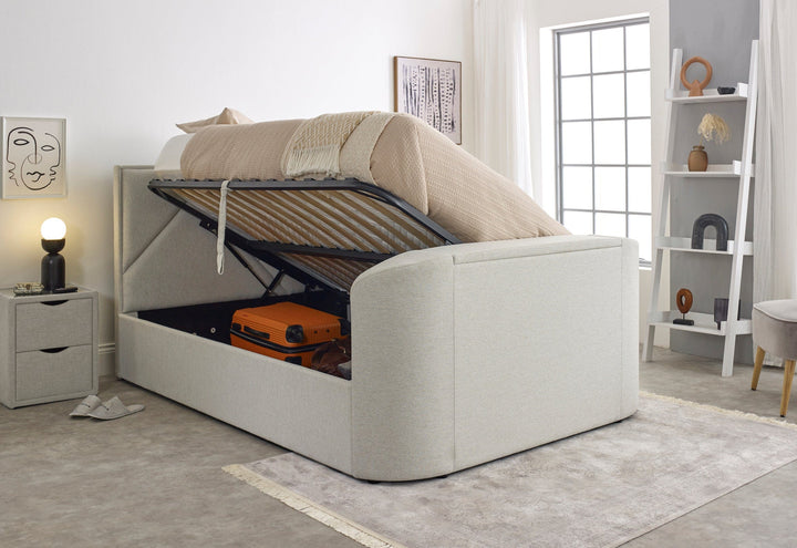 Sigma Ottoman TV Bed in Pebble Stone Fabric