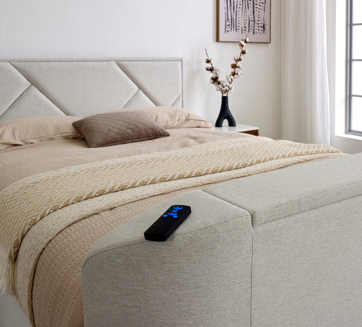 Sigma Ottoman TV Bed in Pebble Stone Fabric