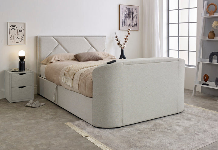 Sigma Ottoman TV Bed in Pebble Stone Fabric