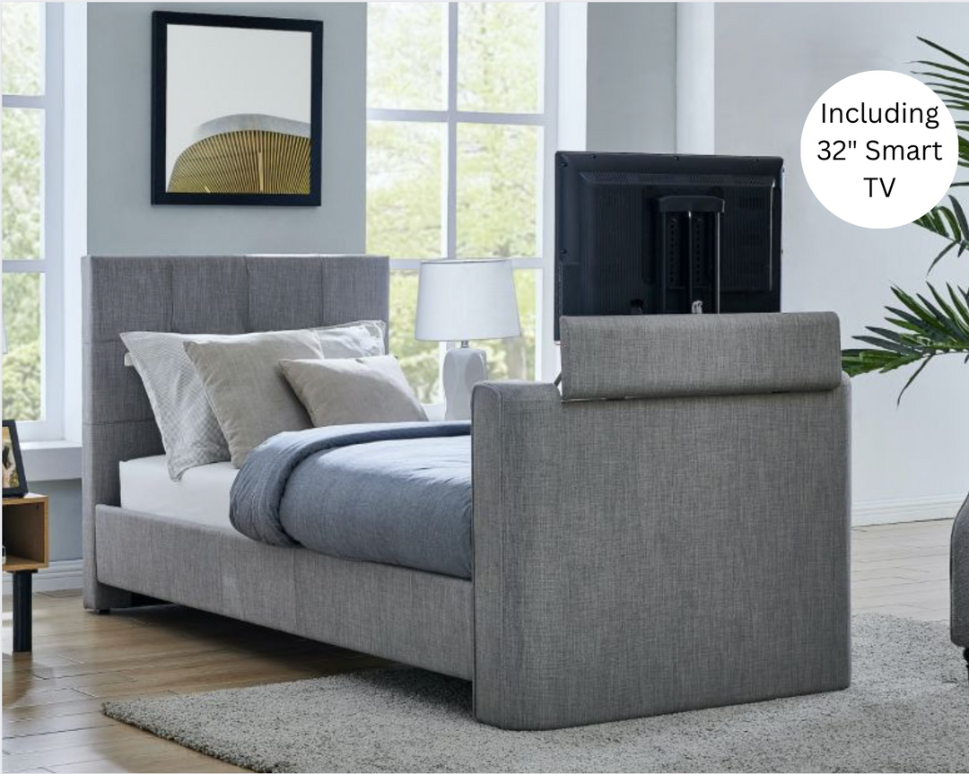 Alpha Single TV Bed In Grey Including 32" Smart TV and USB Charging