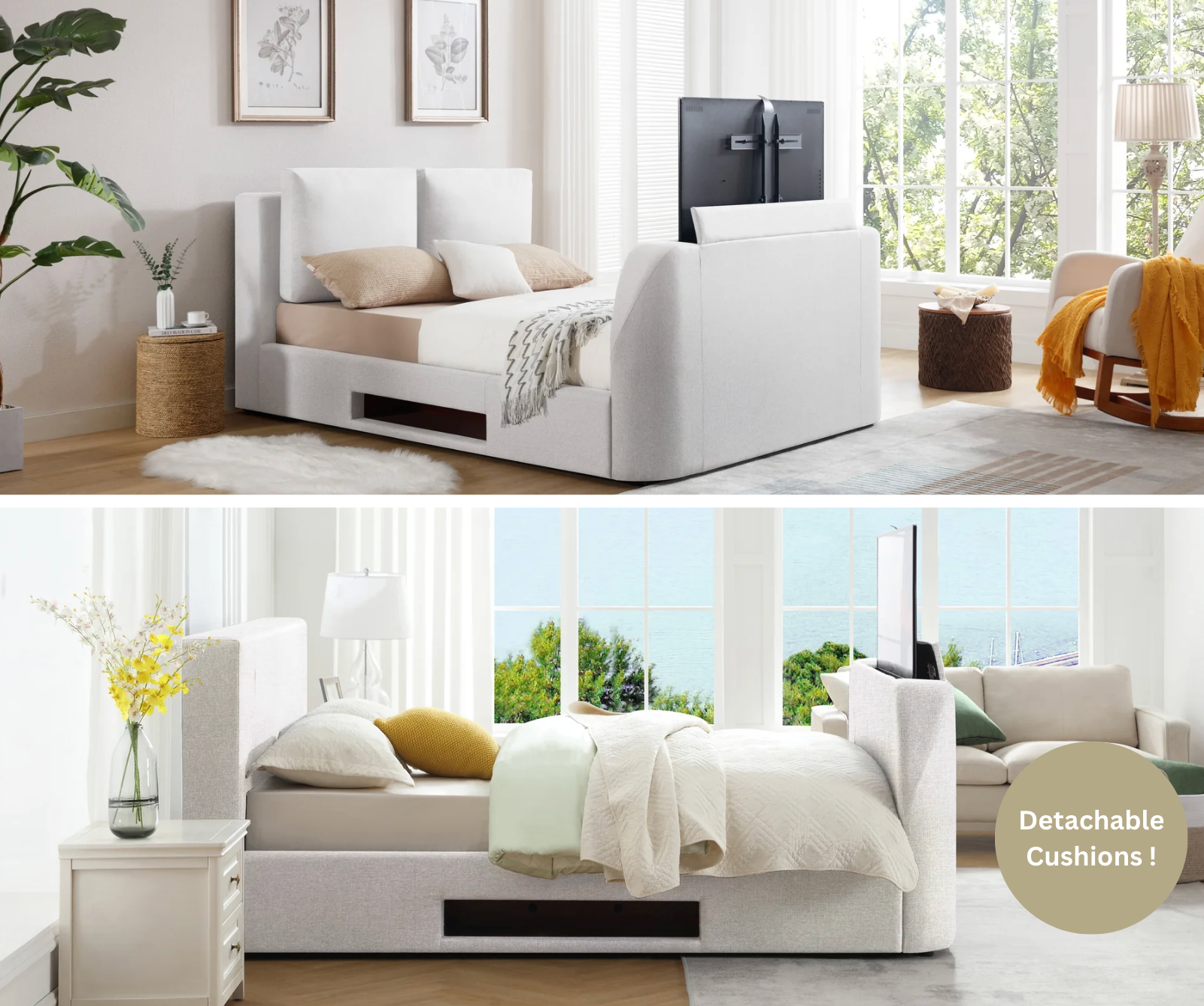 Khush Ottoman TV Bed in Cream