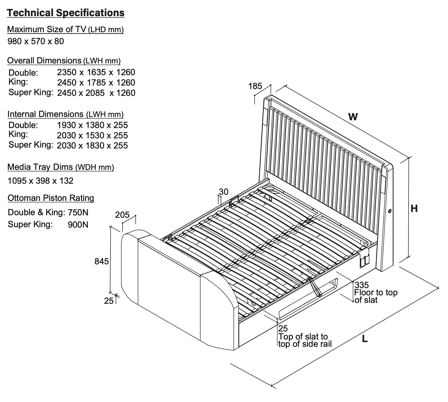 Immerse True Sound 5.1 TV Bed in Oatmeal