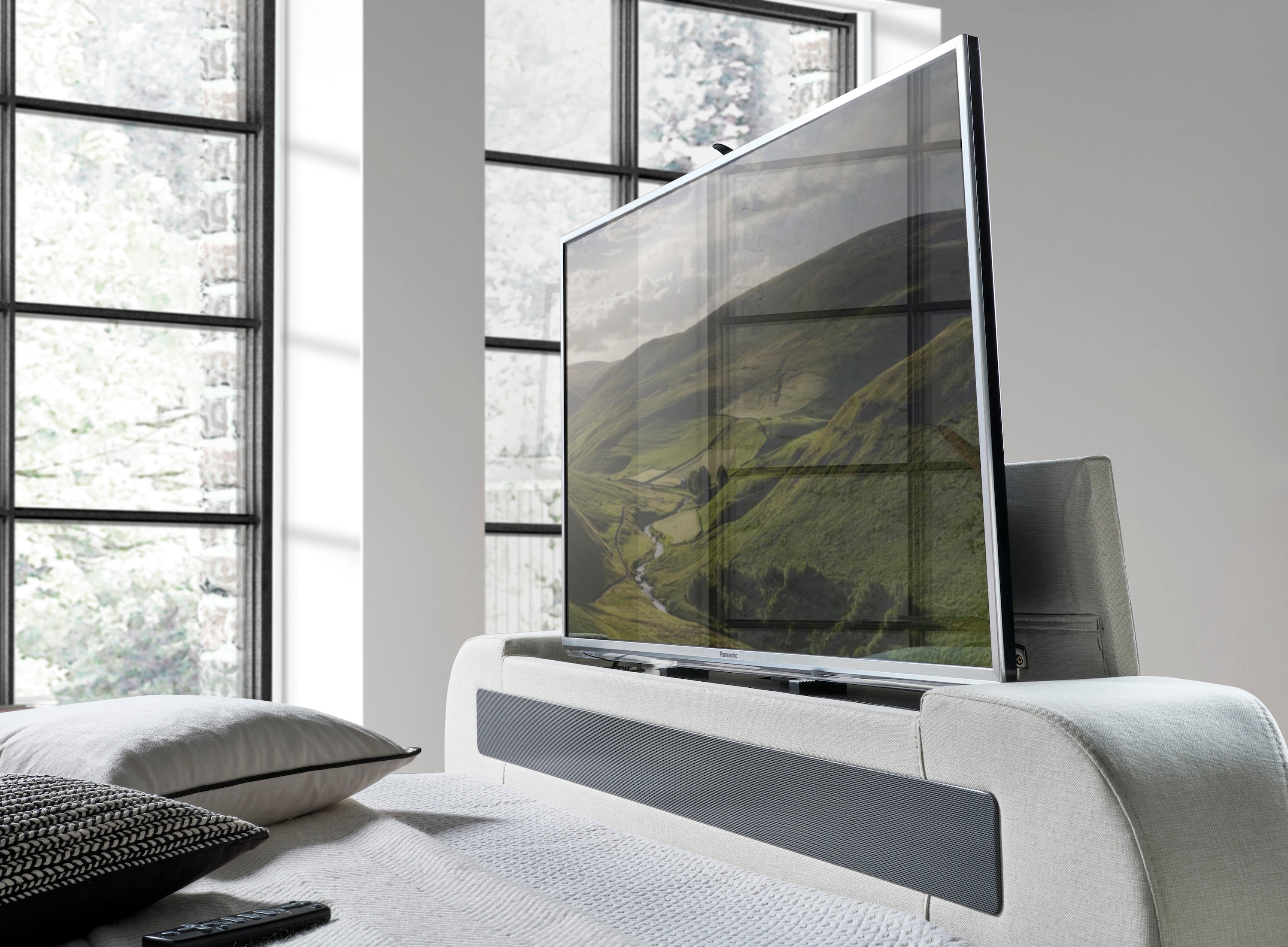 Vogue True Sound 5.1 Ottoman TV Bed in Light Stone