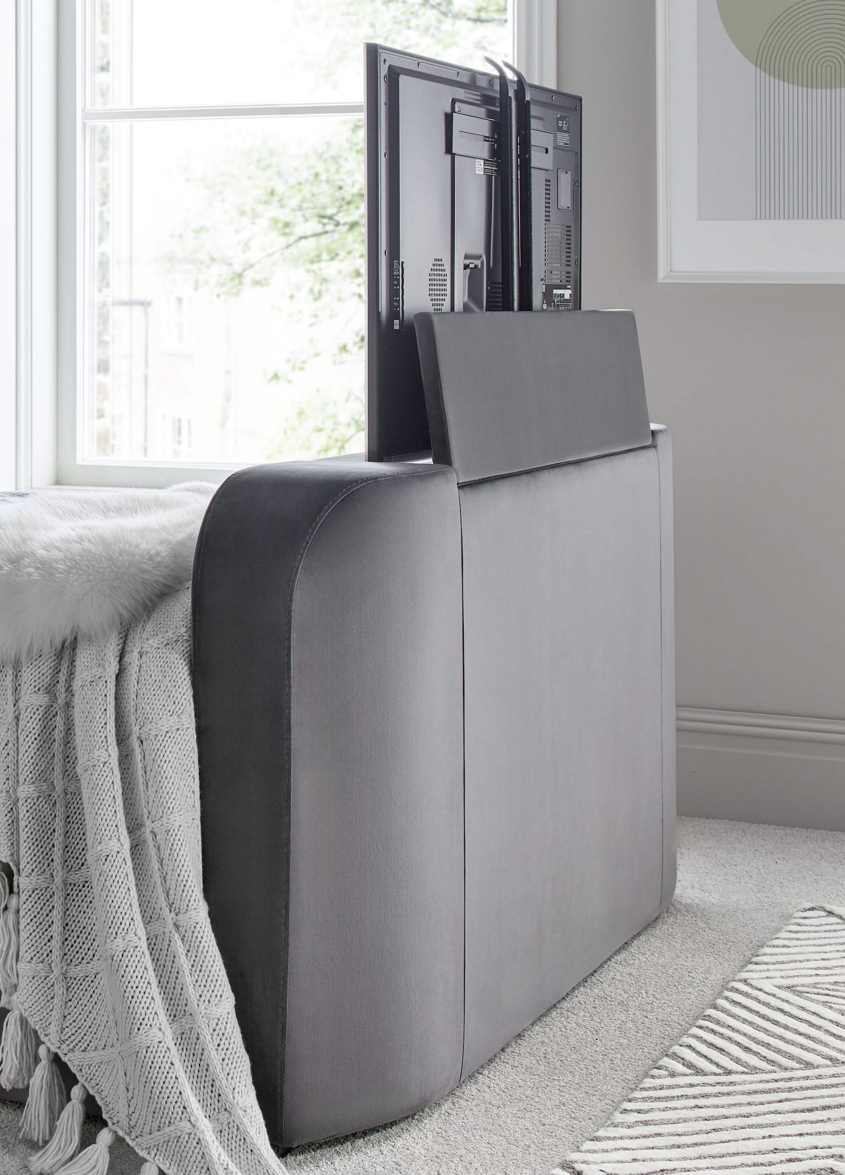 NEW Stanford iAudio Soundbar 4.1 Ottoman TV Bed GREY VELVET