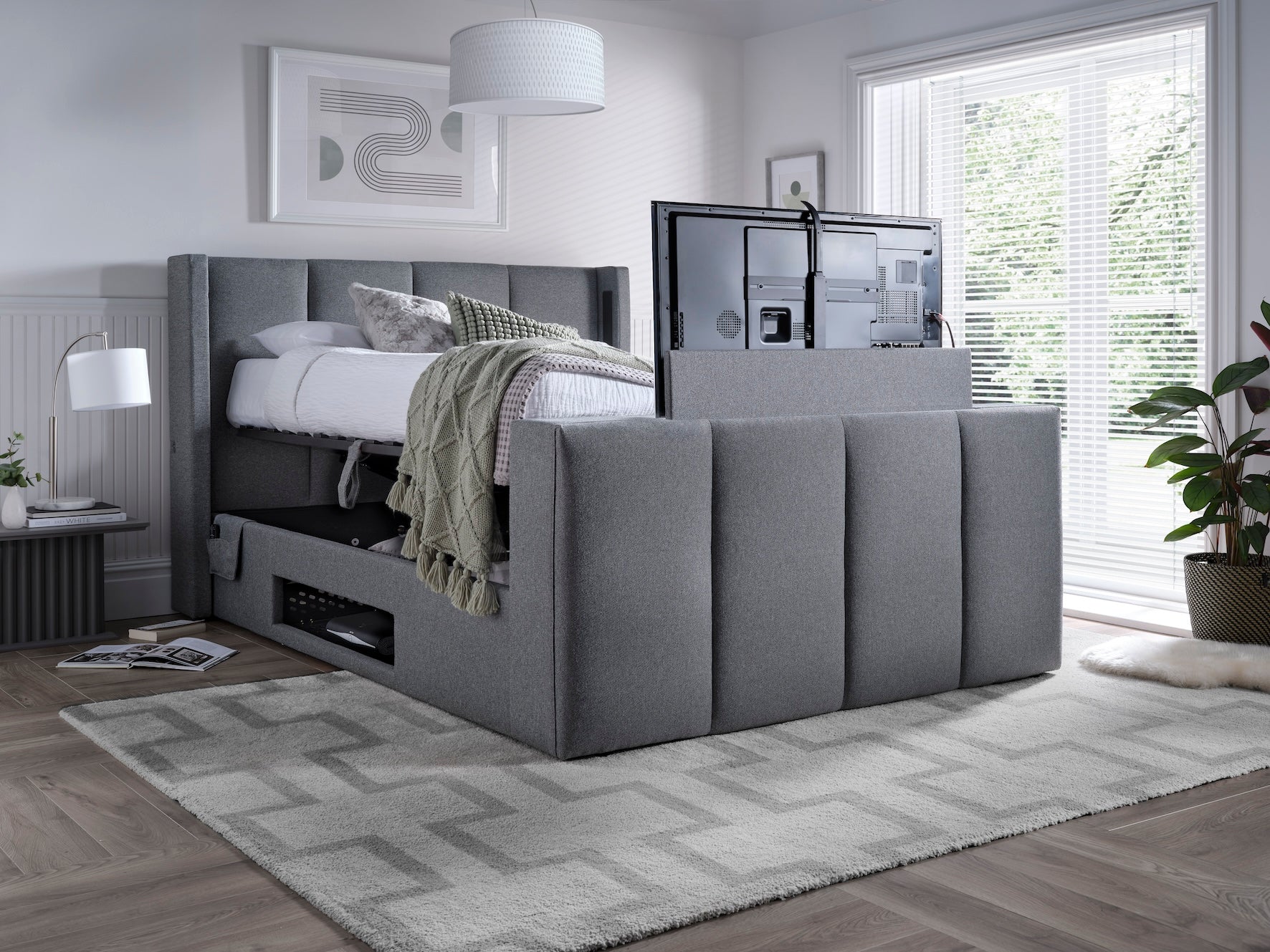 Velar True Sound 5.1 Ottoman TV Bed in Smoke Grey