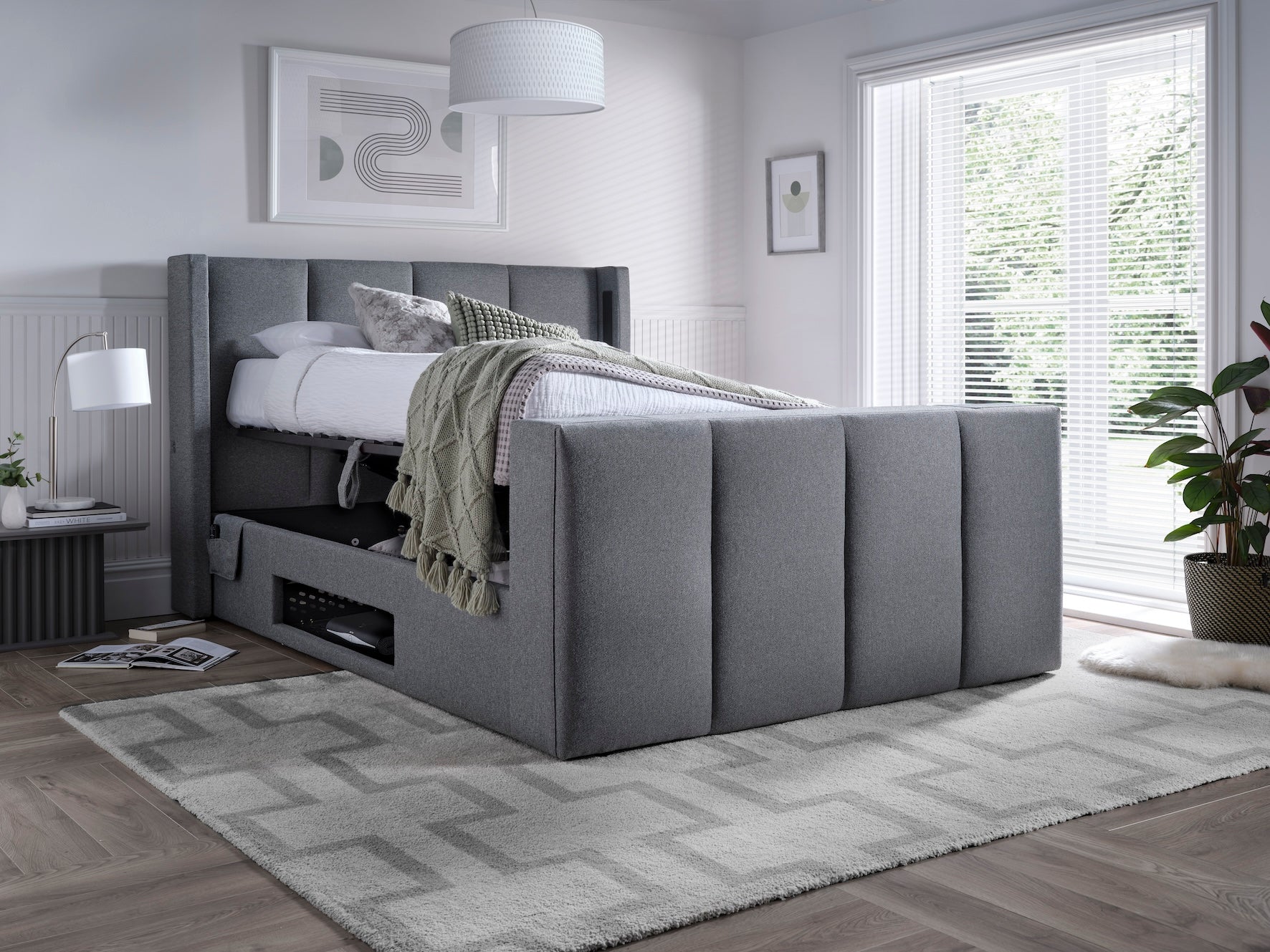 Velar True Sound 5.1 Ottoman TV Bed in Smoke Grey